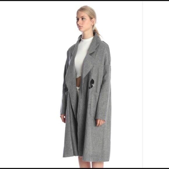 Copy - Oversized Wool Blend Gray Duffel Coat - Picture 3 of 7